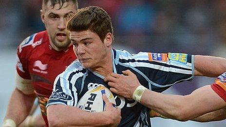Harry Robinson takes on Scarlets in April 2013