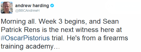 Tweet by the BBC's Andrew Harding