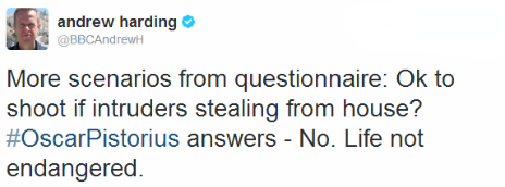 Tweet by the BBC's Andrew Harding