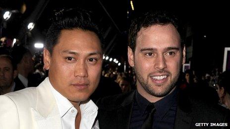 Scooter Braun (right) is working with Jon M. Chu on the film