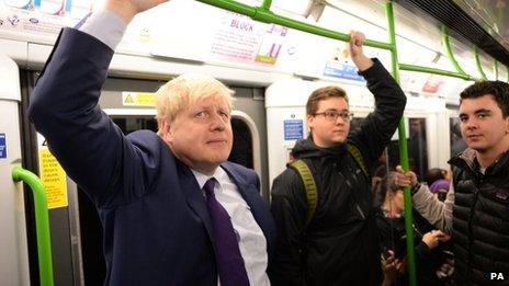 Boris Johnson travelling on the London Underground