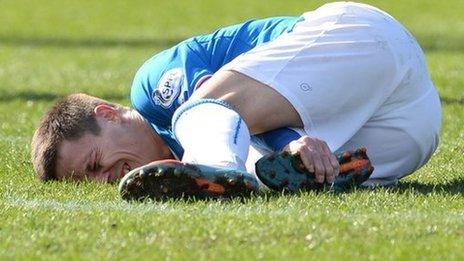 Ian Black was carried off in Rangers 2-1 win over Brechin City