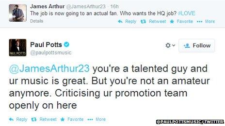 Paul Potts replies to James Arthur's comments