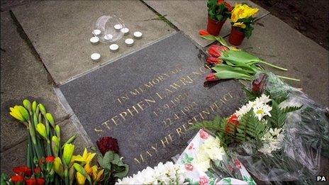 The memorial plaque for Stephen Lawrence in Eltham