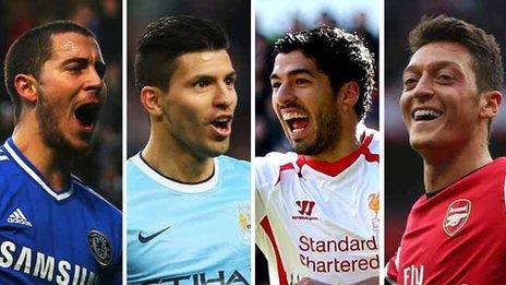 Eden Hazard, Sergio Aguero, Luis Suarez, Mesut Ozil