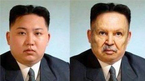 Screenshot of a doctored image of North Korean leader Kim Jong-un and Algerian leader Abdelaziz Bouteflika