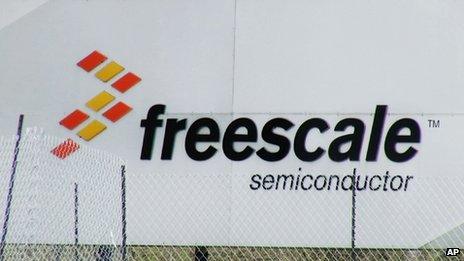 A sign for Freescale Semiconductor is seen in this photo from Austin, Texas on 9 March 2014.