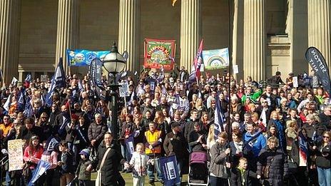 NUT on the steps of St George's Hall