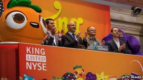 Chief executive of King ringing the opening bell at the New York Stock Exchange