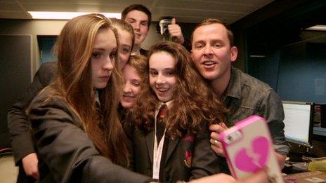 Group selfie with Scott Mill and School Reporters