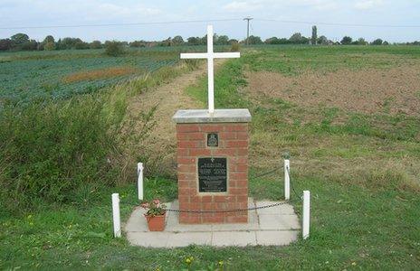 Memorial in Bicker where a Lancaster crashed