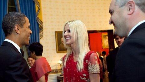 Tareq and Michaele Salahi greeting the president