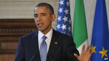 US President Barack Obama appeared in Rome, Italy, on 27 March 2014