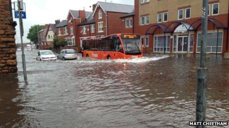 Flood water in Hucknall