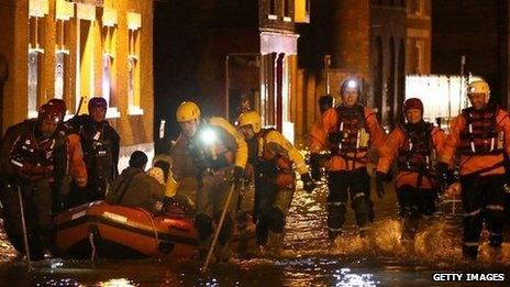 Rescue teams in Boston