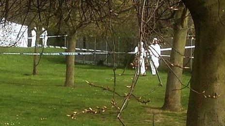 Police forensic team at Lower Castle Park