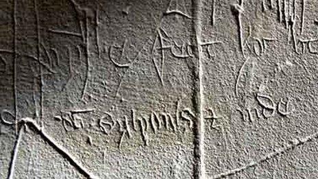 Lidgate church graffiti