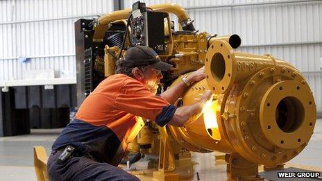 Weir Group employee working on a dewatering pump