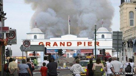 Weston pier fire