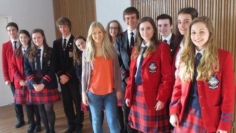 Shona and pupils from her old school