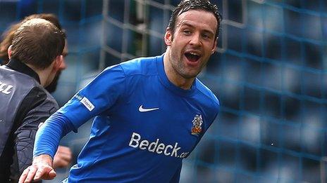 Ciaran Martyn celebrates after scoring against Crusaders