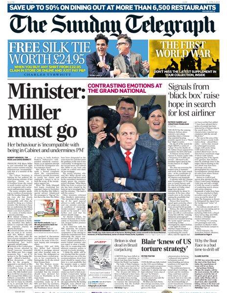 Sunday Telegraph front page - 06/04/14