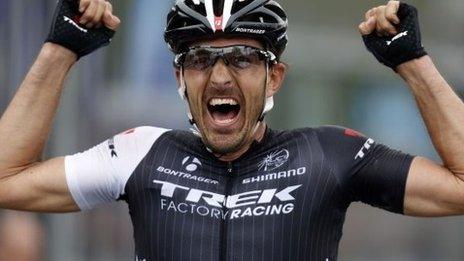 Fabian Cancellara celebrates victory in the Tour of Flanders