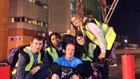 Jack Sexty and supporters outside Old Trafford