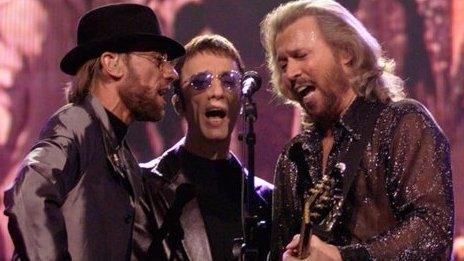 The Bee Gees performing in 1999