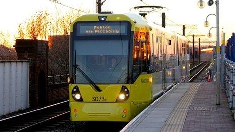 Metrolink train in Manchester