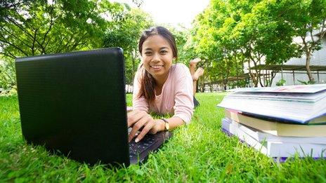 Student and laptop