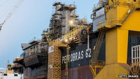 A Petrobras ship under construction at Suape, Brazil, on April 15, 2013