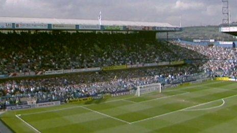 The Leppings Lane End at Hillsborough during the 1989 FA Cup semi-final