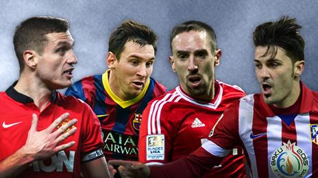 Nemanja Vidic, Lionel Messi, Franck Ribery & David Villa