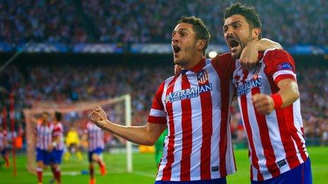 Atletico Madrid's David Villa and Koke