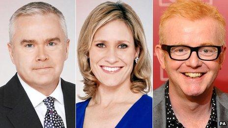 Huw Edwards, Sophie Raworth and Chris Evans