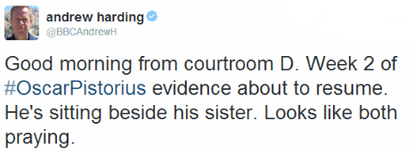 Tweet by the BBC's Andrew Harding