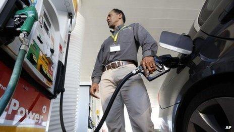 Man filling up car in US