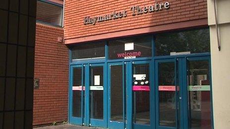 Outside Leicester's disused Haymarket Theatre