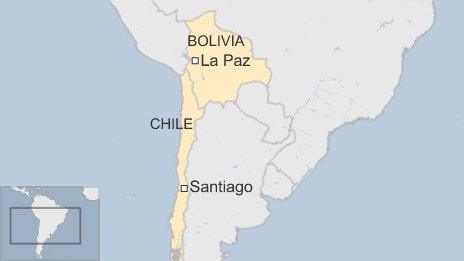 Map of Bolivia and Chile