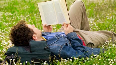 A man reads a book