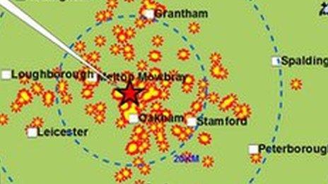 Map of felt locations