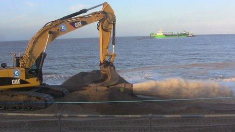 Flood clean-up work on the Lincolnshire coast