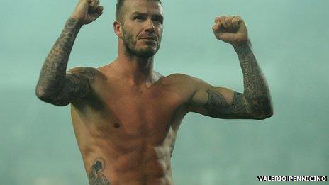 David Beckham shirtless