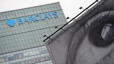 Barclays bank with gigantic eye