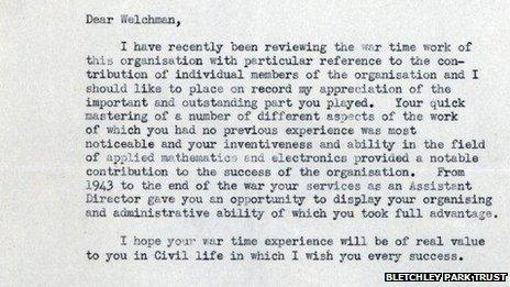 Welchman letter