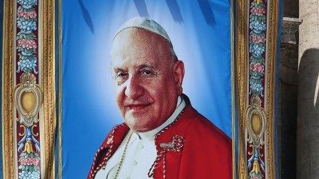 A tapestry depicting the late Pope John XXIII