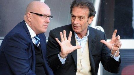 New Leeds owner Massimo Cellino meets manager Brian McDermott before tonight's game at Watford