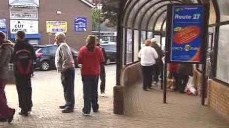 Bus passengers at Merthyr Tydfil