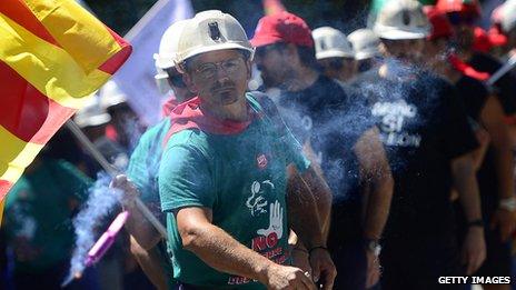 Protest in Madrid at coal subsidy cuts